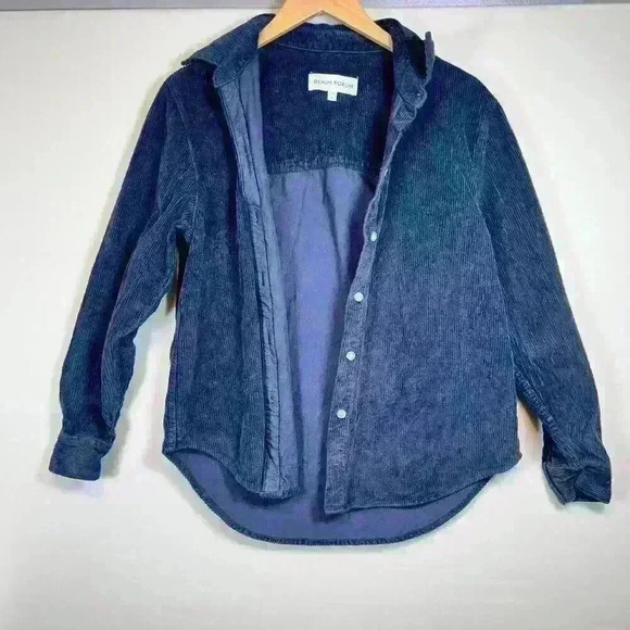 ARITZIA Denim Forum Barn Jacket Corduroy Shacket Button Up Blue Jacket Women M - Picture 1 of 10